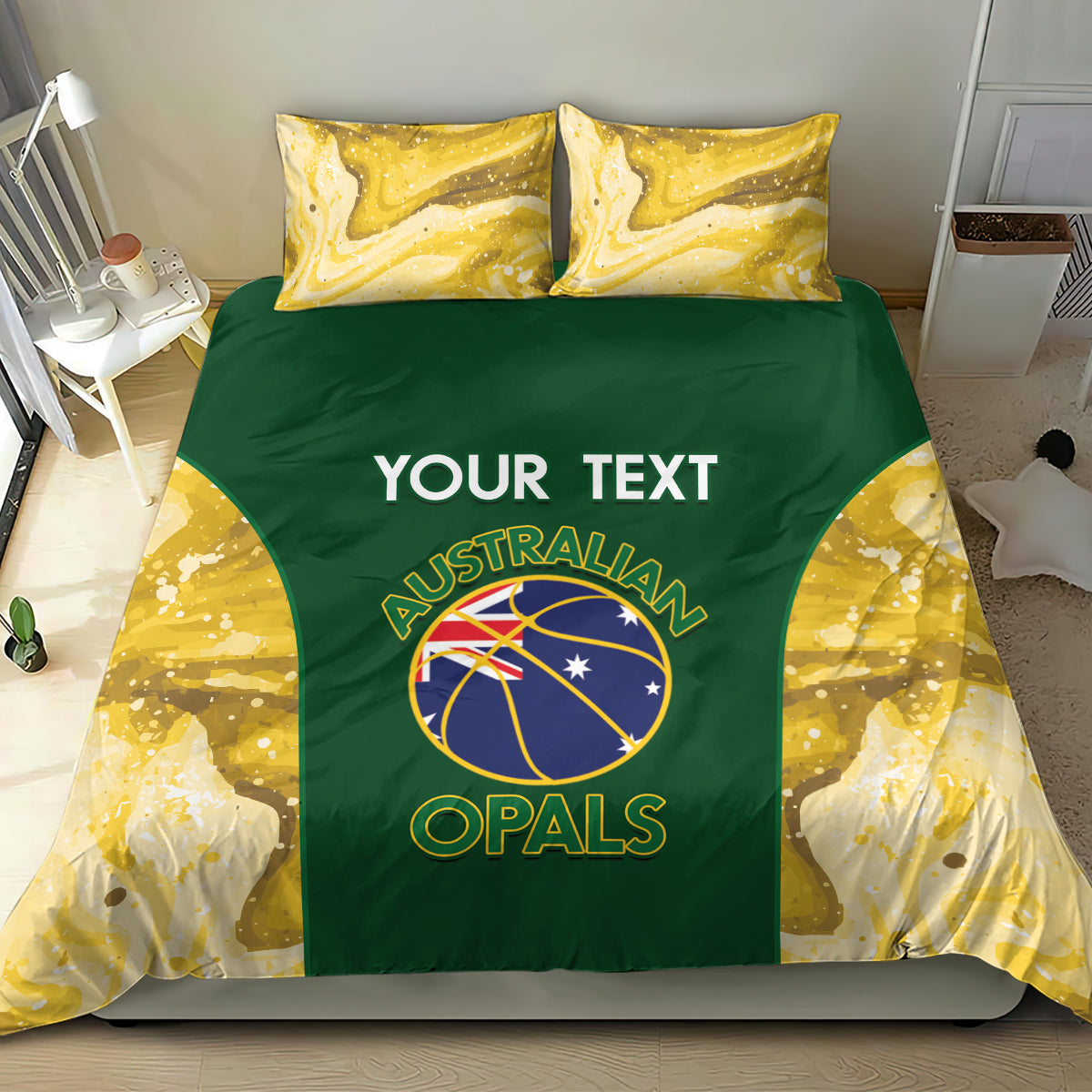Custom Australia Basketball Bedding Set Go Champions Aussie Opals National Color - Vibe Hoodie Shop