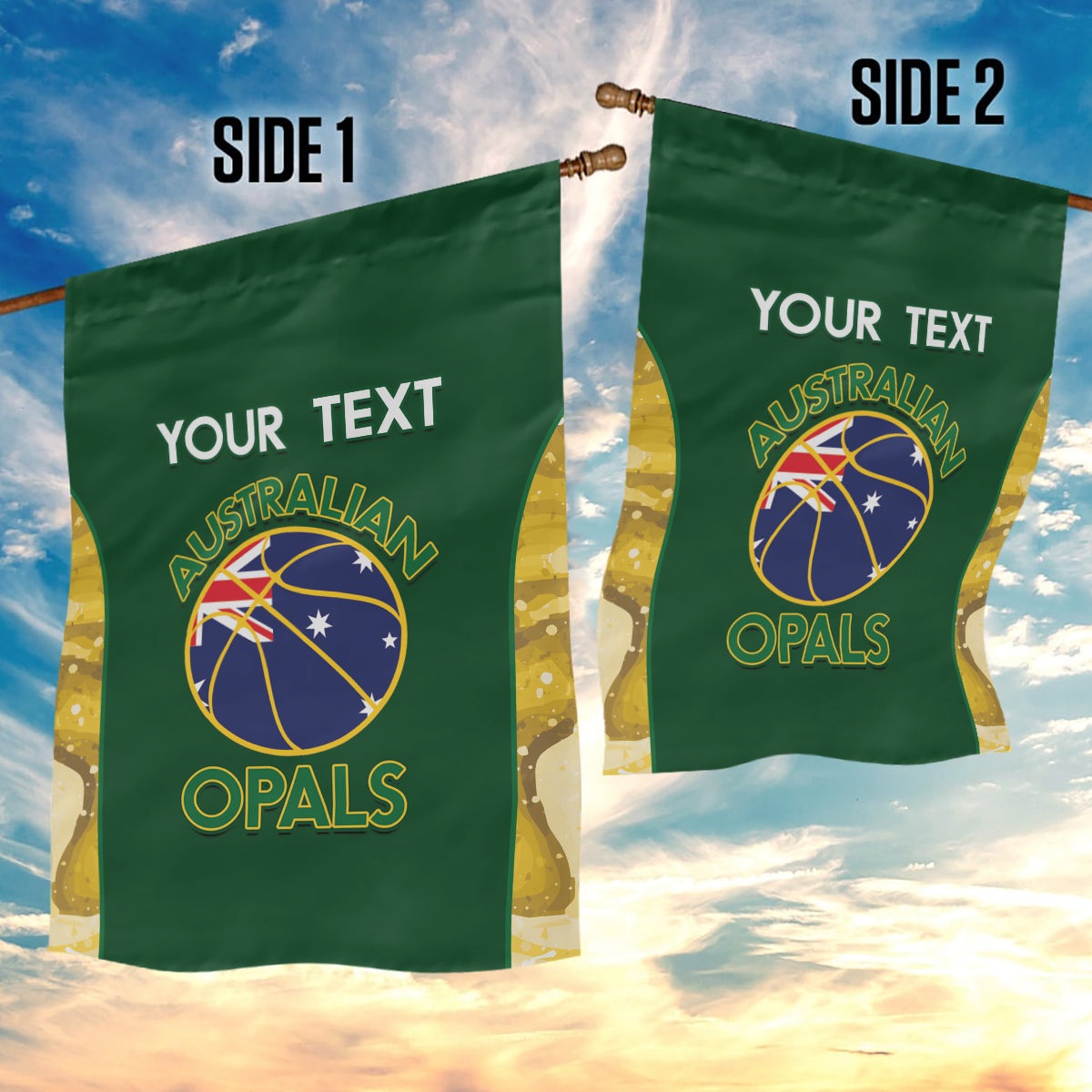 Custom Australia Basketball Garden Flag Go Champions Aussie Opals National Color - Vibe Hoodie Shop