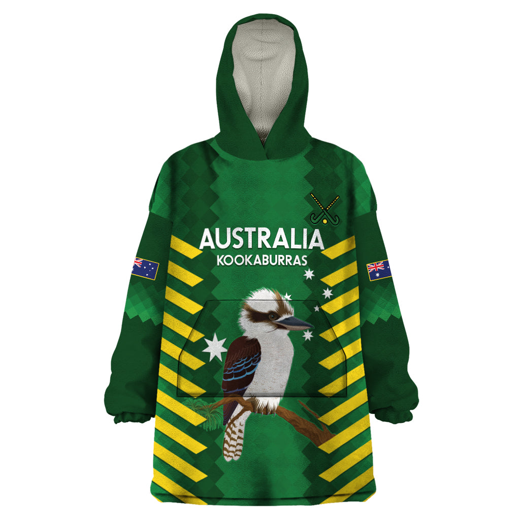 Custom Australia Field Hockey Wearable Blanket Hoodie Go Champions Kookaburras National Color - Vibe Hoodie Shop