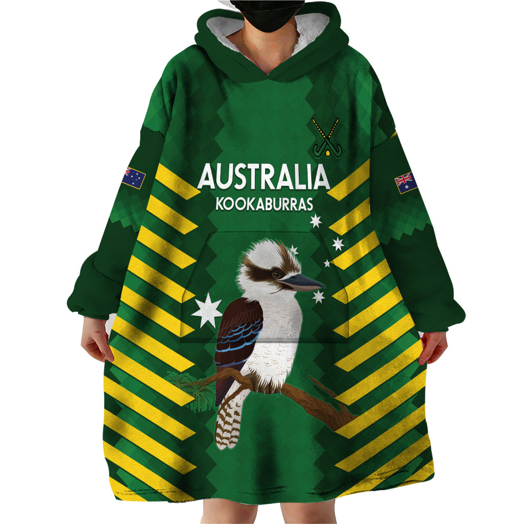 Custom Australia Field Hockey Wearable Blanket Hoodie Go Champions Kookaburras National Color - Vibe Hoodie Shop