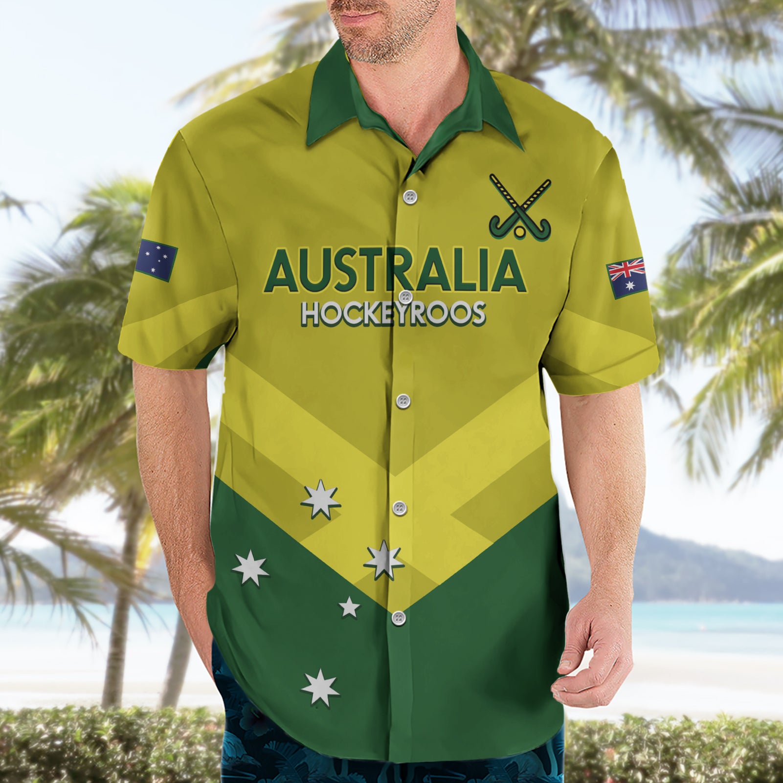 Custom Australia Field Hockey Hawaiian Shirt Go Champions Hockeyroos National Color - Vibe Hoodie Shop