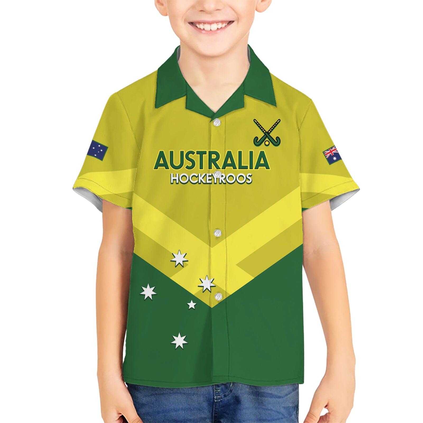 Custom Australia Field Hockey Hawaiian Shirt Go Champions Hockeyroos National Color - Vibe Hoodie Shop