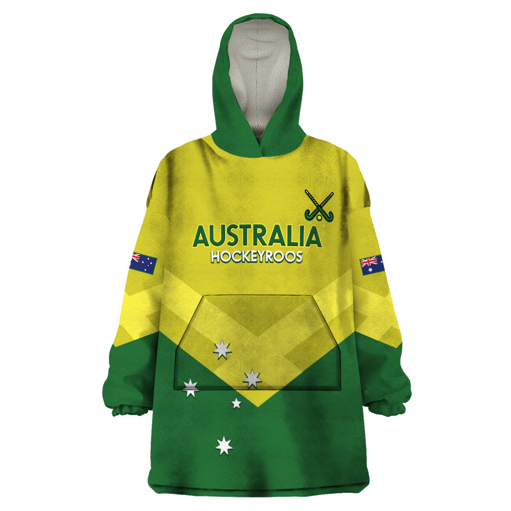 Custom Australia Field Hockey Wearable Blanket Hoodie Go Champions Hockeyroos National Color - Vibe Hoodie Shop