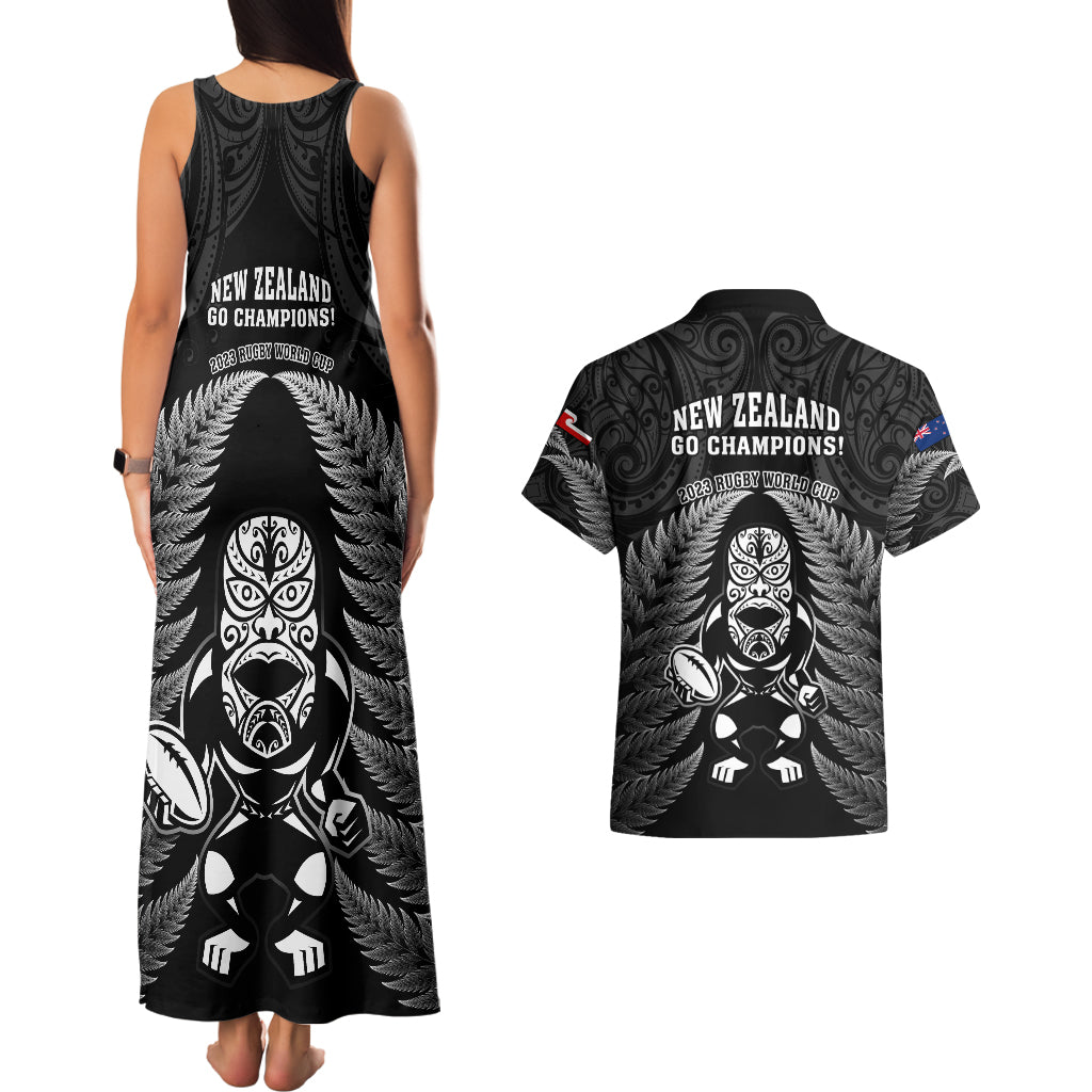 new-zealand-aotearoa-rugby-couples-matching-tank-maxi-dress-and-hawaiian-shirt-nz-tiki-with-maori-fern-world-cup-black-version
