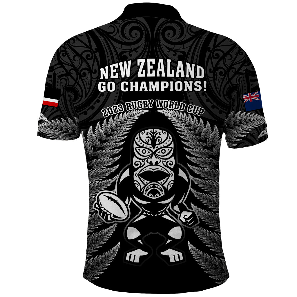 New Zealand Aotearoa Rugby Polo Shirt NZ Tiki With Maori Fern World Cup Black Version - Vibe Hoodie Shop
