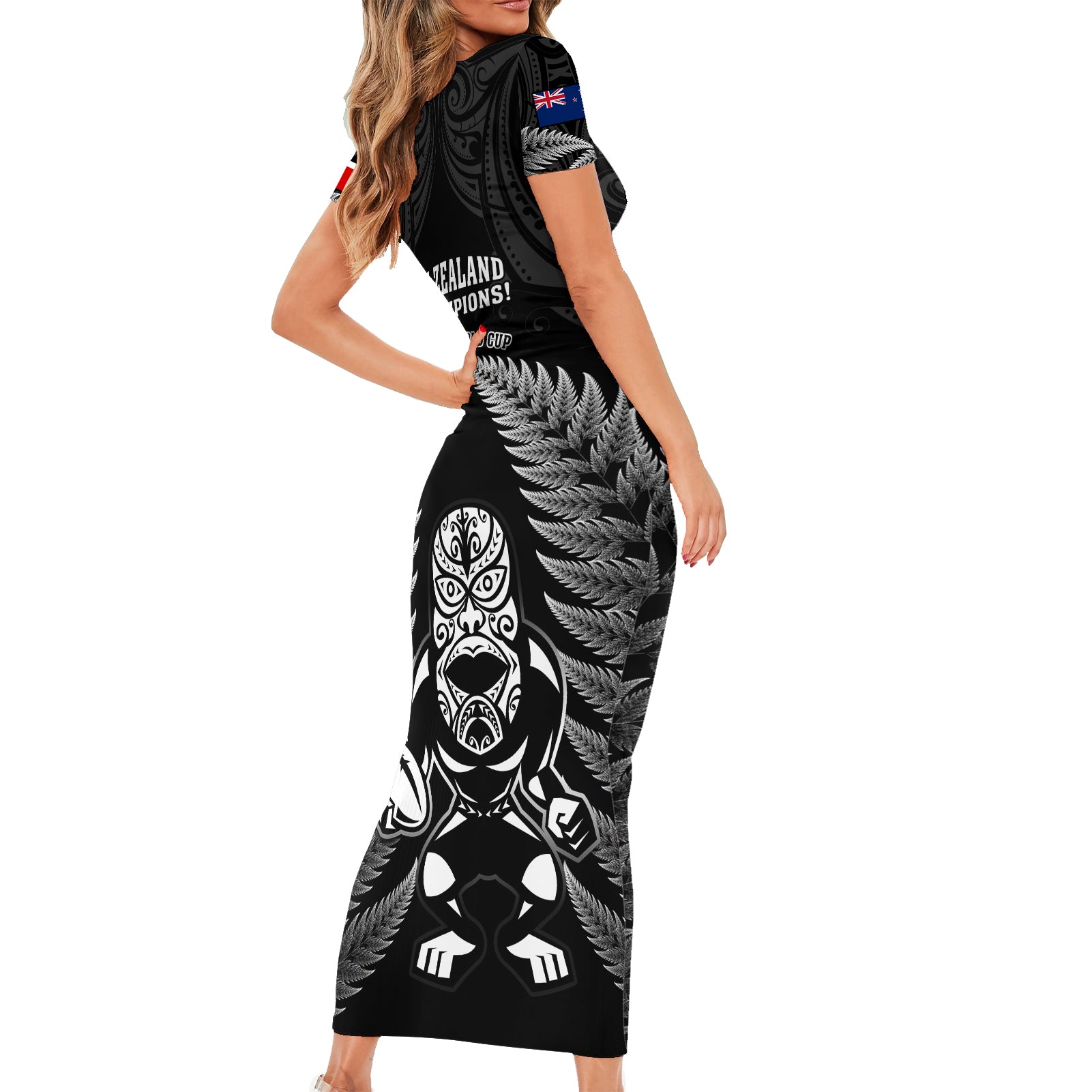 new-zealand-aotearoa-rugby-short-sleeve-bodycon-dress-nz-tiki-with-maori-fern-world-cup-black-version