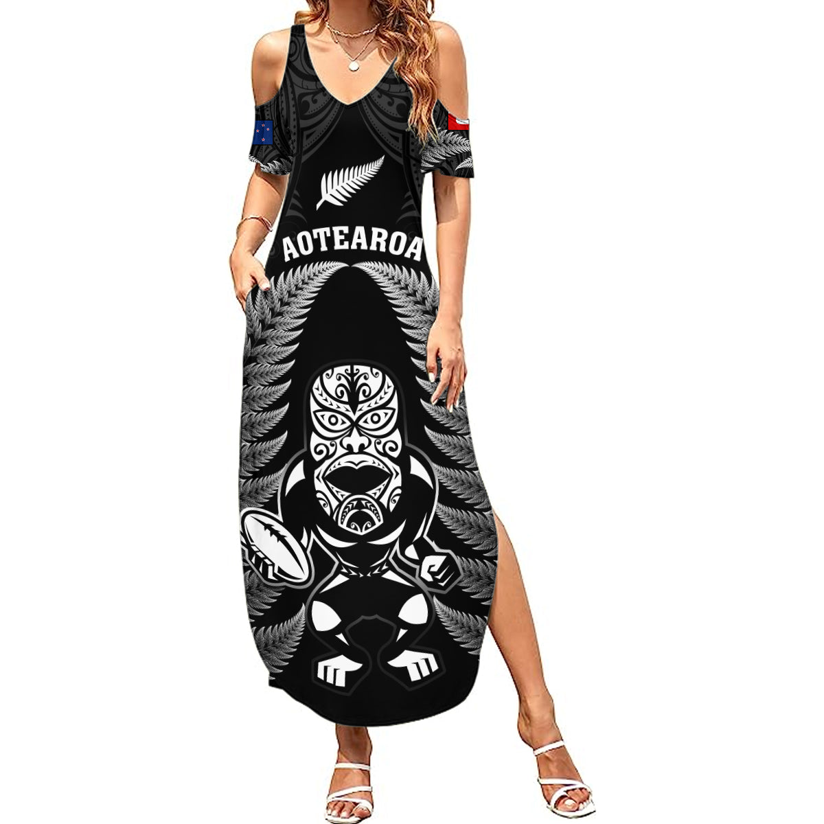 new-zealand-aotearoa-rugby-summer-maxi-dress-nz-tiki-with-maori-fern-world-cup-black-version