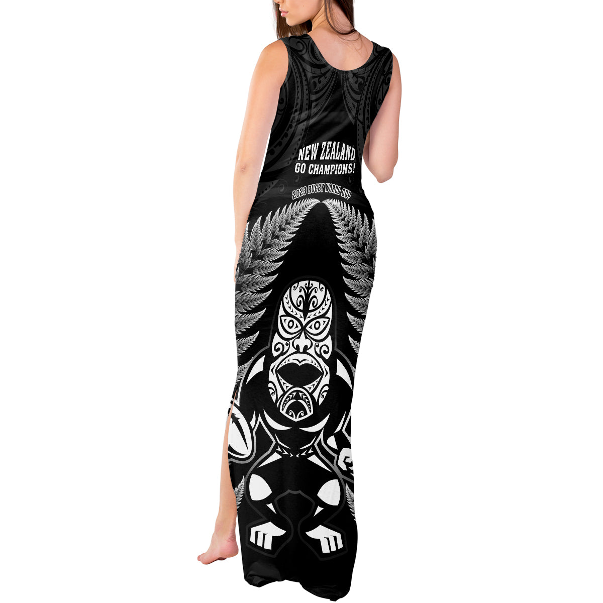 new-zealand-aotearoa-rugby-tank-maxi-dress-nz-tiki-with-maori-fern-world-cup-black-version