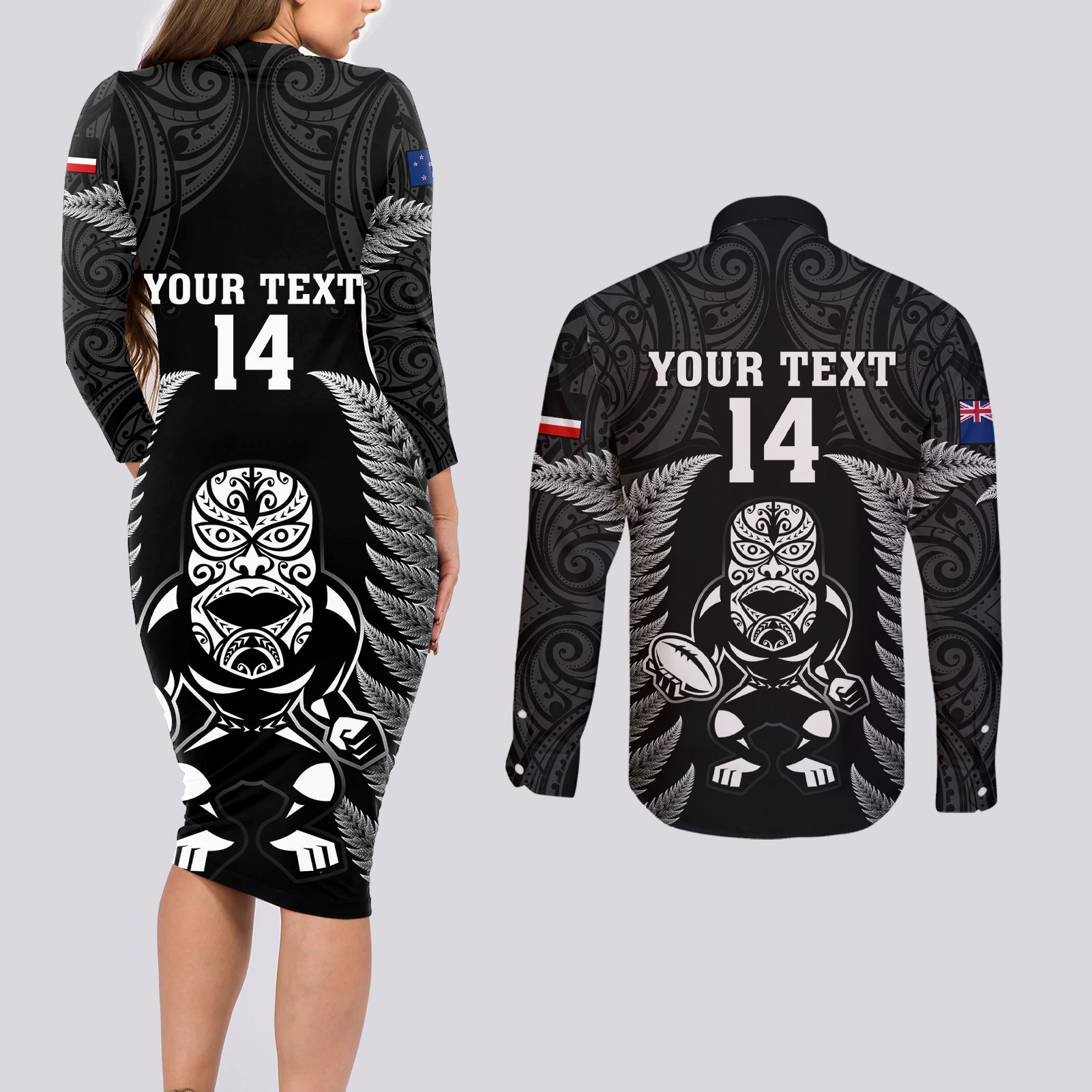 custom-new-zealand-aotearoa-rugby-couples-matching-long-sleeve-bodycon-dress-and-long-sleeve-button-shirts-nz-tiki-with-maori-fern-world-cup-black-version