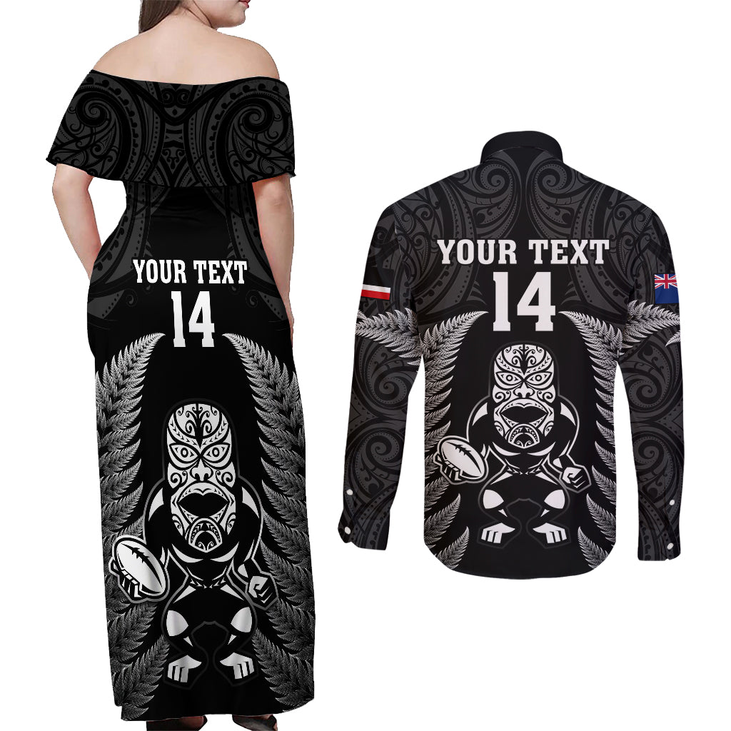 custom-new-zealand-aotearoa-rugby-couples-matching-off-shoulder-maxi-dress-and-long-sleeve-button-shirts-nz-tiki-with-maori-fern-world-cup-black-version