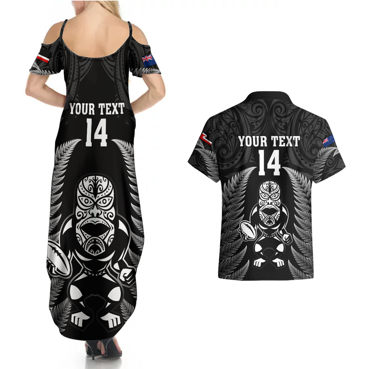 custom-new-zealand-aotearoa-rugby-couples-matching-summer-maxi-dress-and-hawaiian-shirt-nz-tiki-with-maori-fern-world-cup-black-version