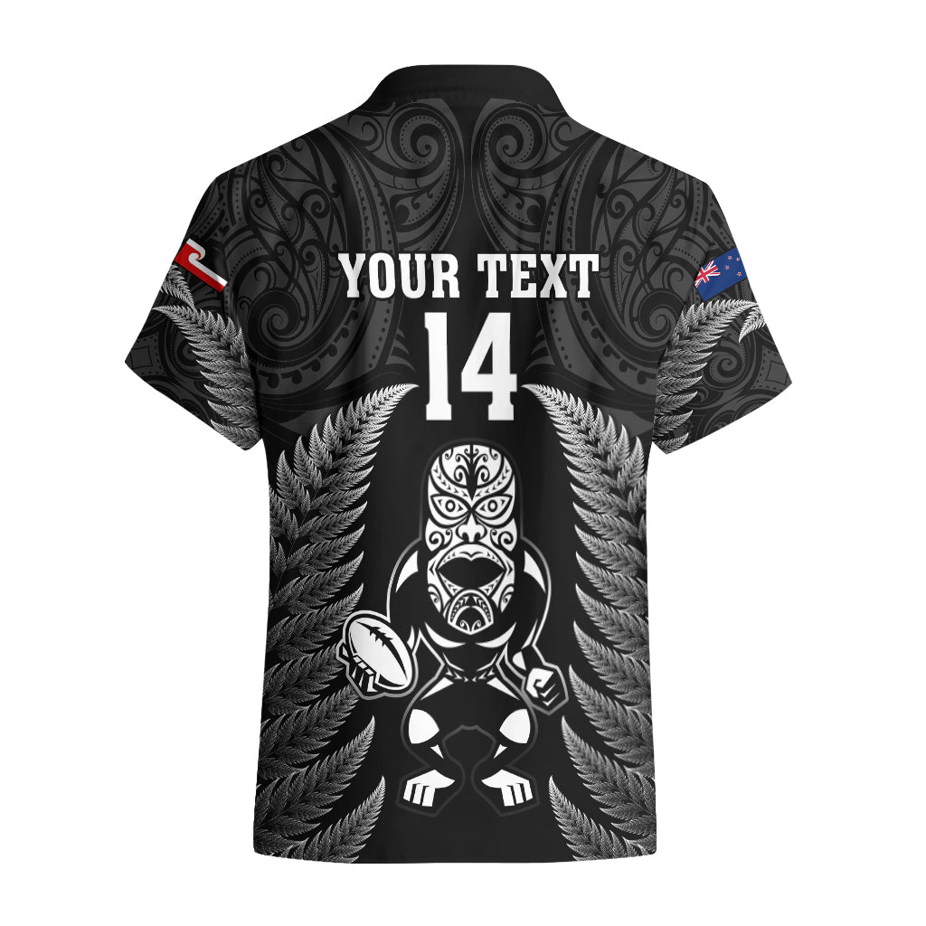 Custom New Zealand Aotearoa Rugby Hawaiian Shirt NZ Tiki With Maori Fern World Cup Black Version - Vibe Hoodie Shop