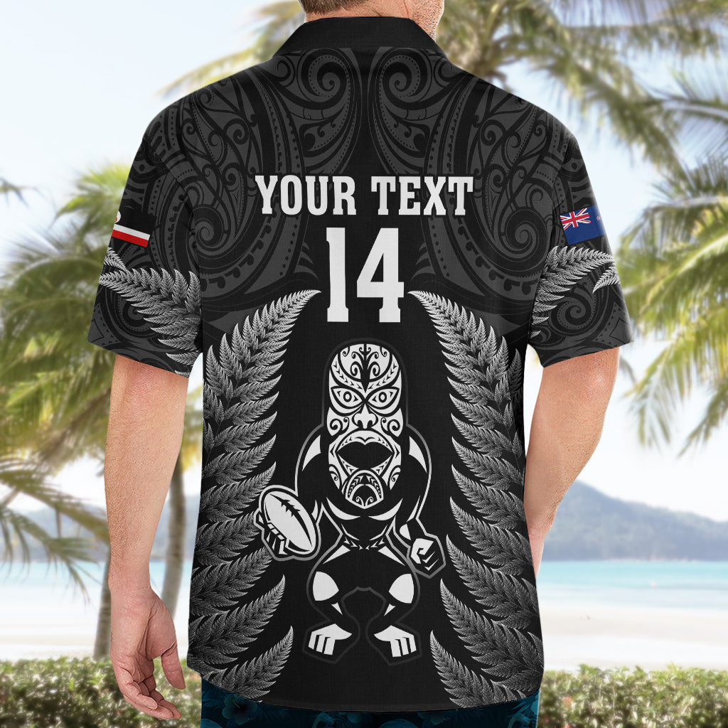 Custom New Zealand Aotearoa Rugby Hawaiian Shirt NZ Tiki With Maori Fern World Cup Black Version - Vibe Hoodie Shop