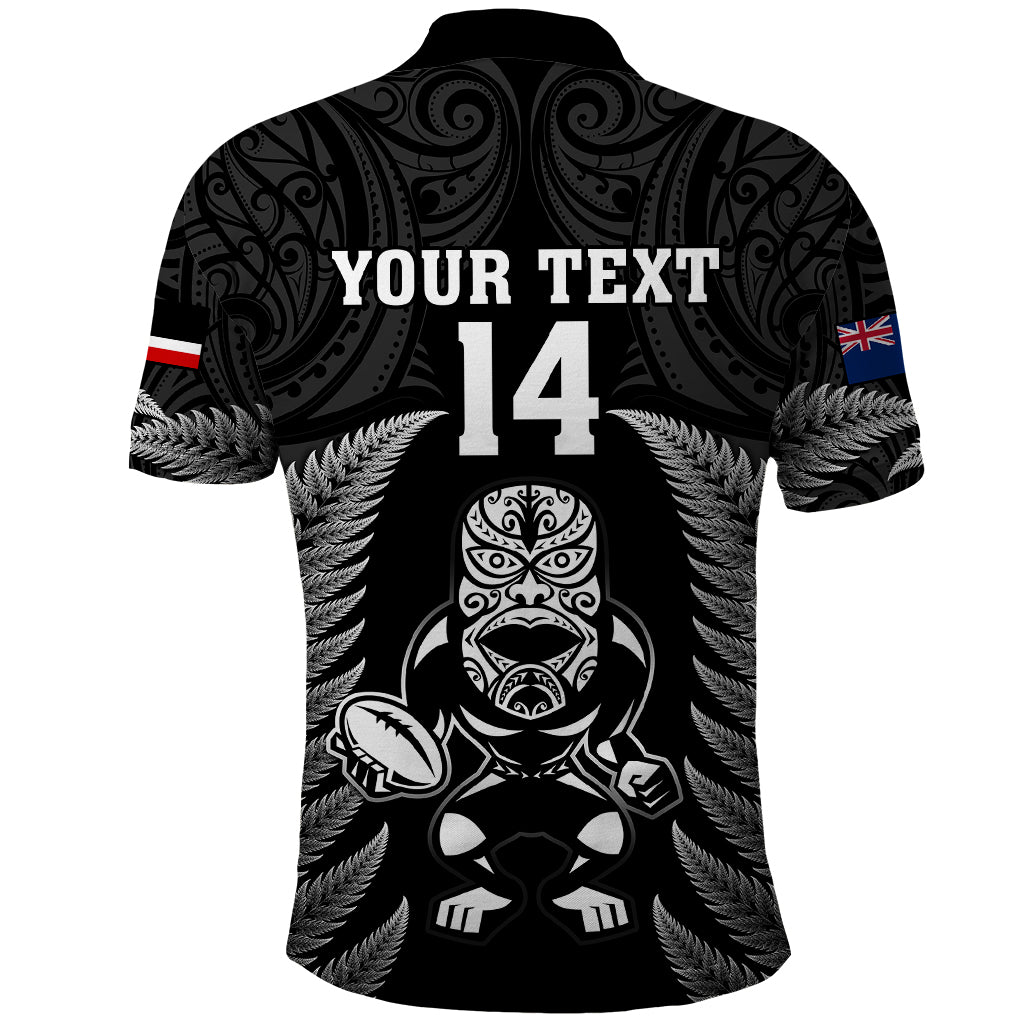 Custom New Zealand Aotearoa Rugby Polo Shirt NZ Tiki With Maori Fern World Cup Black Version - Vibe Hoodie Shop