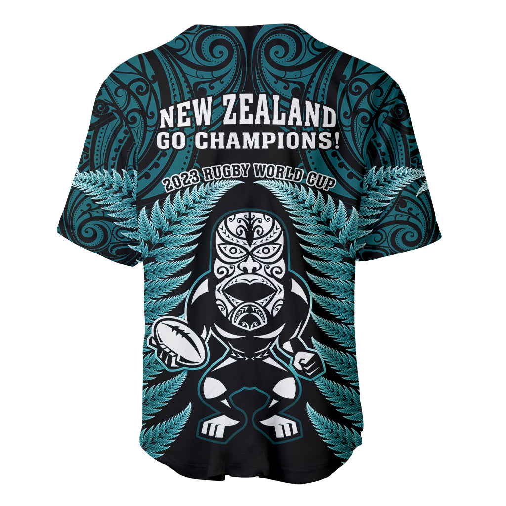 New Zealand Aotearoa Rugby Baseball Jersey NZ Tiki With Maori Fern World Cup Turquoise Version - Vibe Hoodie Shop