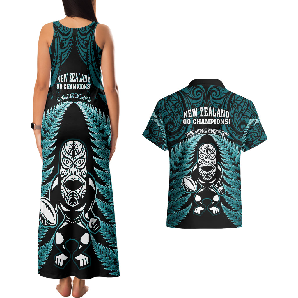 new-zealand-aotearoa-rugby-couples-matching-tank-maxi-dress-and-hawaiian-shirt-nz-tiki-with-maori-fern-world-cup-turquoise-version