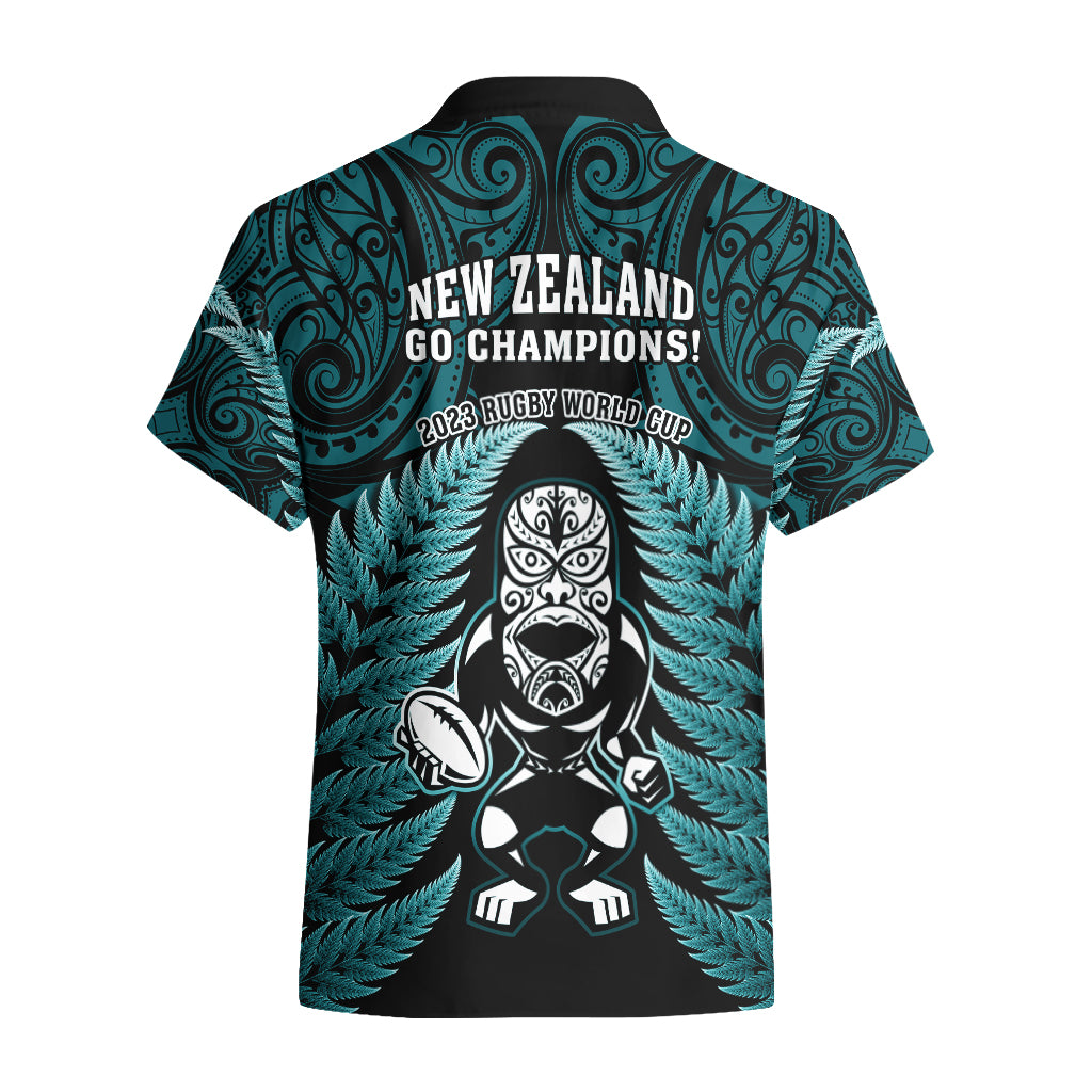 New Zealand Aotearoa Rugby Hawaiian Shirt NZ Tiki With Maori Fern World Cup Turquoise Version - Vibe Hoodie Shop