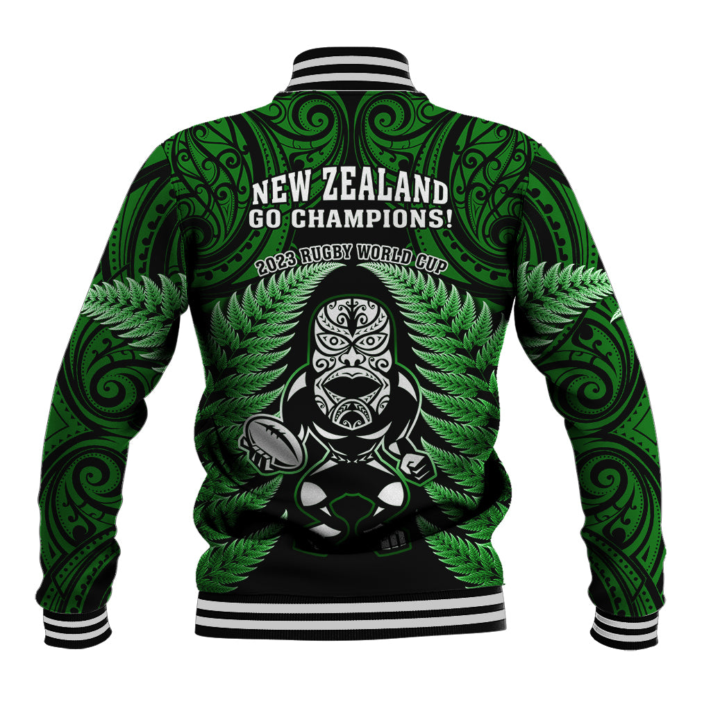 New Zealand Aotearoa Rugby Baseball Jacket NZ Tiki With Maori Fern World Cup Green Version - Vibe Hoodie Shop
