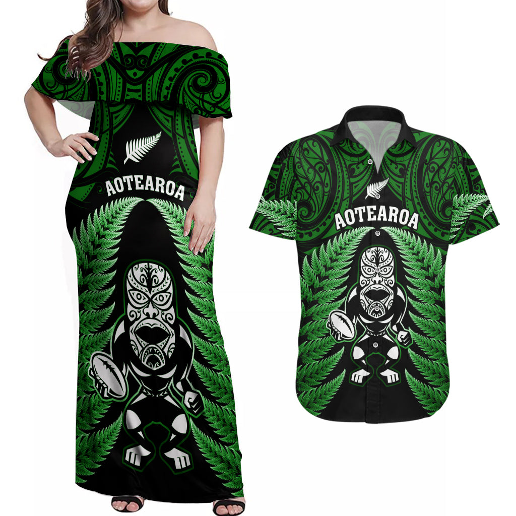 new-zealand-aotearoa-rugby-couples-matching-off-shoulder-maxi-dress-and-hawaiian-shirt-nz-tiki-with-maori-fern-world-cup-green-version