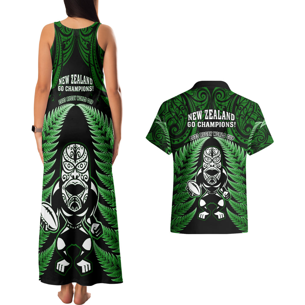 new-zealand-aotearoa-rugby-couples-matching-tank-maxi-dress-and-hawaiian-shirt-nz-tiki-with-maori-fern-world-cup-green-version