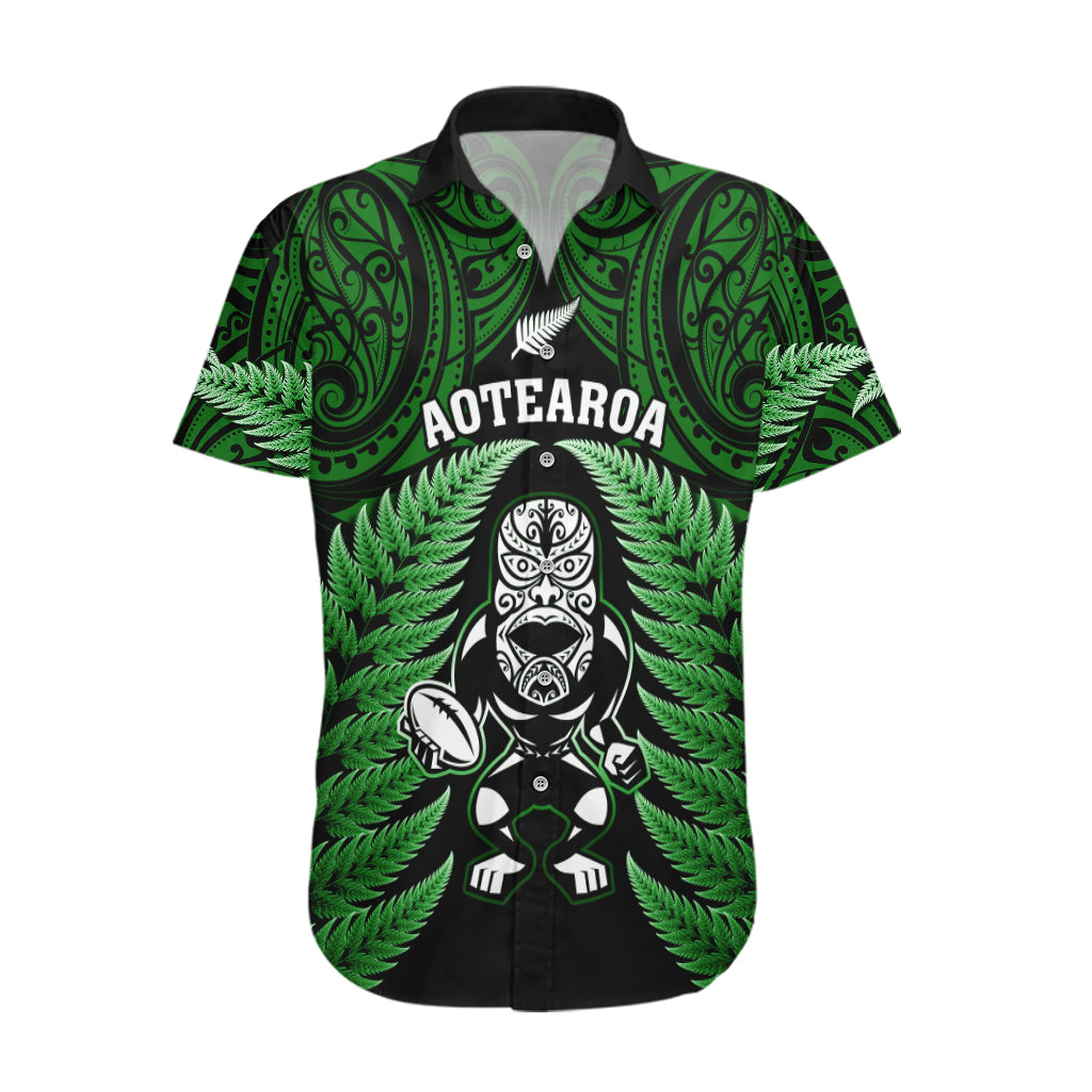 New Zealand Aotearoa Rugby Hawaiian Shirt NZ Tiki With Maori Fern World Cup Green Version - Vibe Hoodie Shop