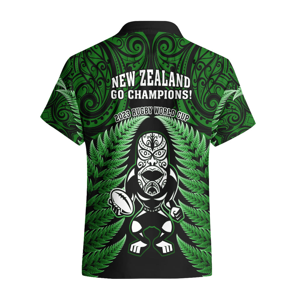 New Zealand Aotearoa Rugby Hawaiian Shirt NZ Tiki With Maori Fern World Cup Green Version - Vibe Hoodie Shop