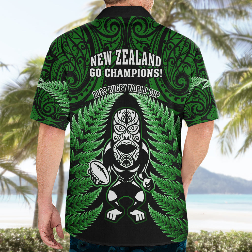 New Zealand Aotearoa Rugby Hawaiian Shirt NZ Tiki With Maori Fern World Cup Green Version - Vibe Hoodie Shop