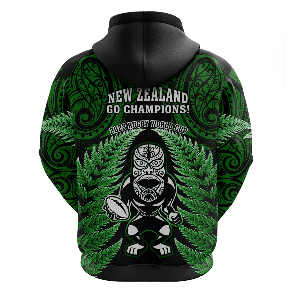 New Zealand Aotearoa Rugby Hoodie NZ Tiki With Maori Fern World Cup Green Version - Vibe Hoodie Shop