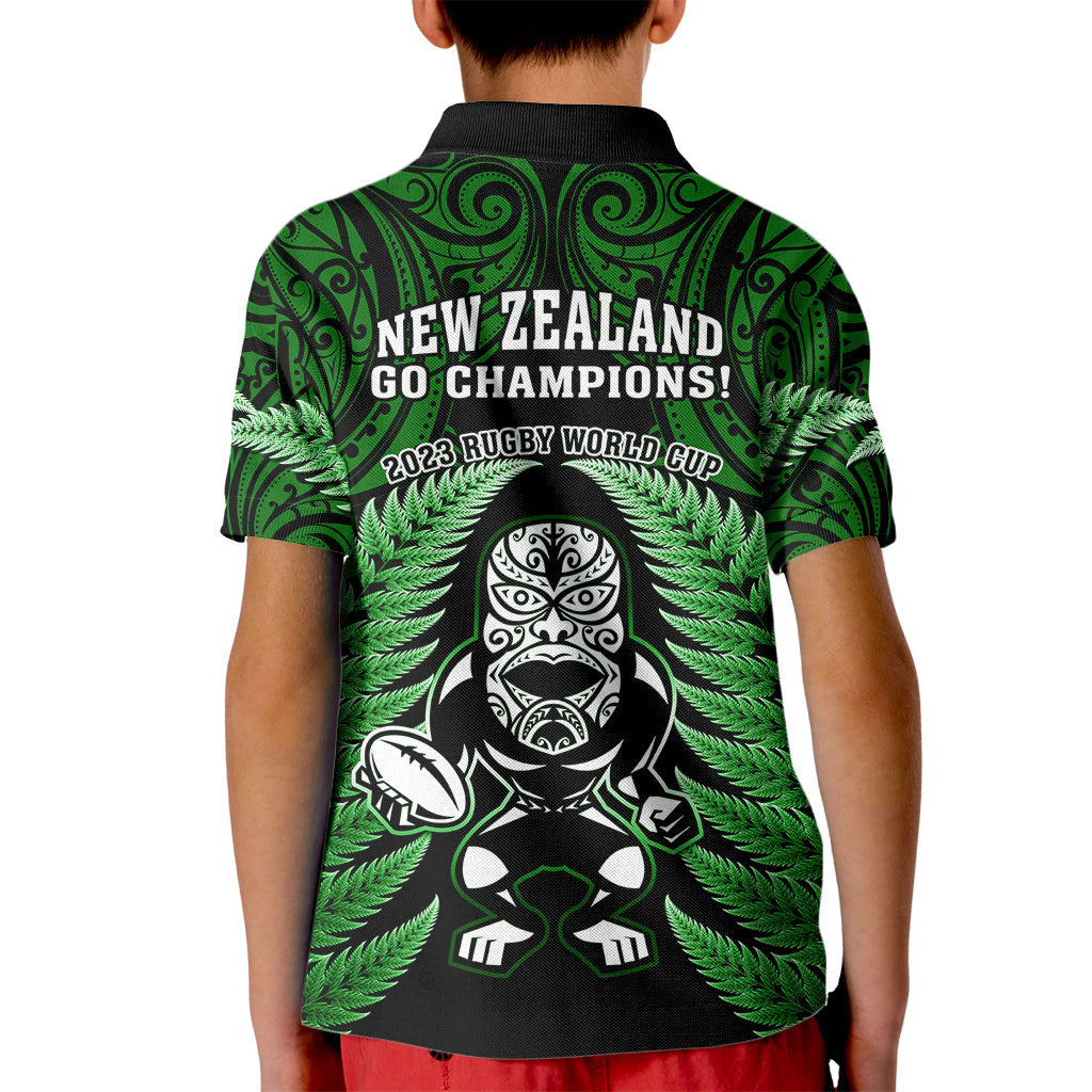 New Zealand Aotearoa Rugby Kid Polo Shirt NZ Tiki With Maori Fern World Cup Green Version - Vibe Hoodie Shop