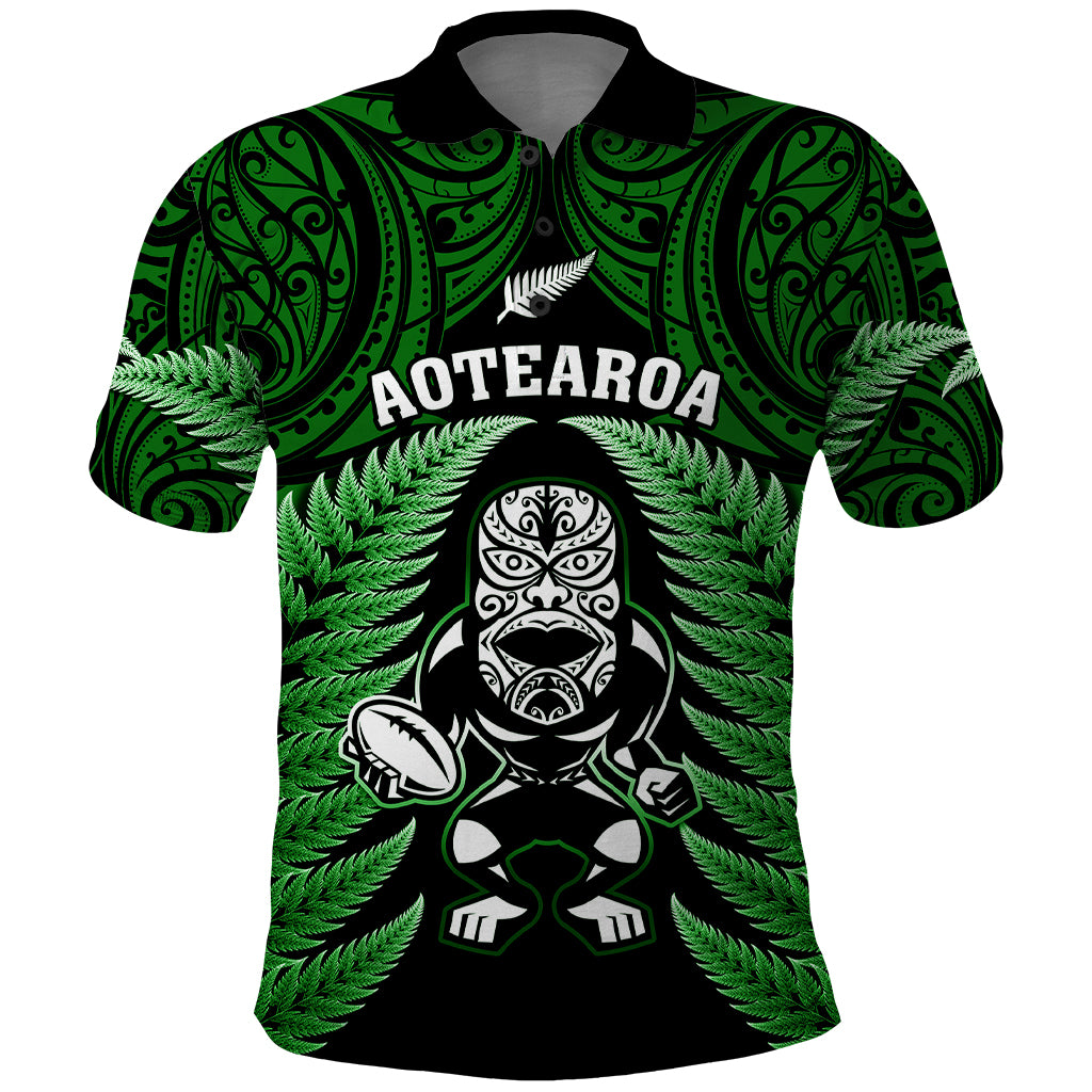 New Zealand Aotearoa Rugby Polo Shirt NZ Tiki With Maori Fern World Cup Green Version - Vibe Hoodie Shop