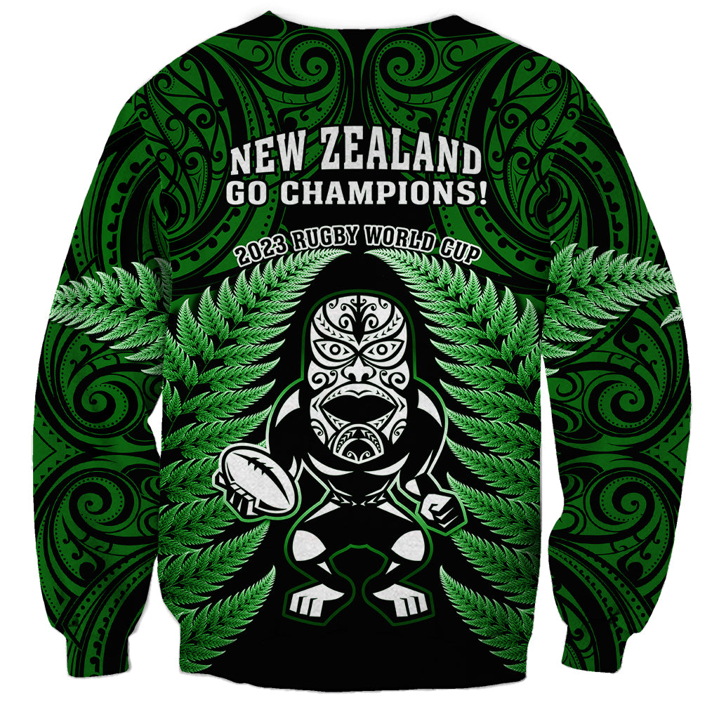 New Zealand Aotearoa Rugby Sweatshirt NZ Tiki With Maori Fern World Cup Green Version - Vibe Hoodie Shop