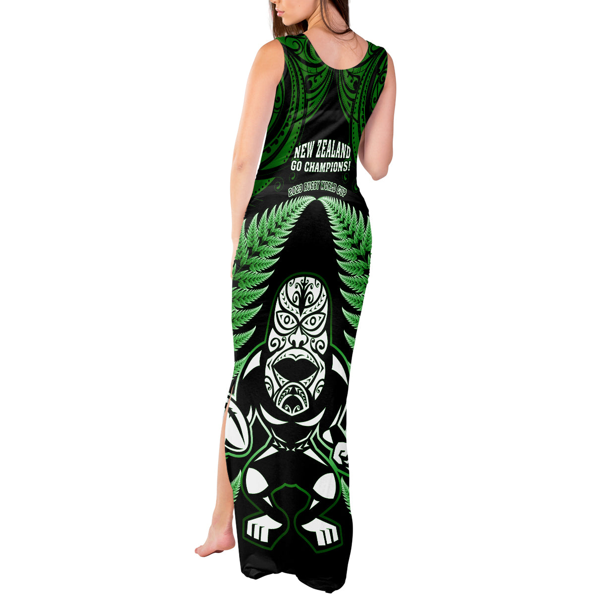 new-zealand-aotearoa-rugby-tank-maxi-dress-nz-tiki-with-maori-fern-world-cup-green-version