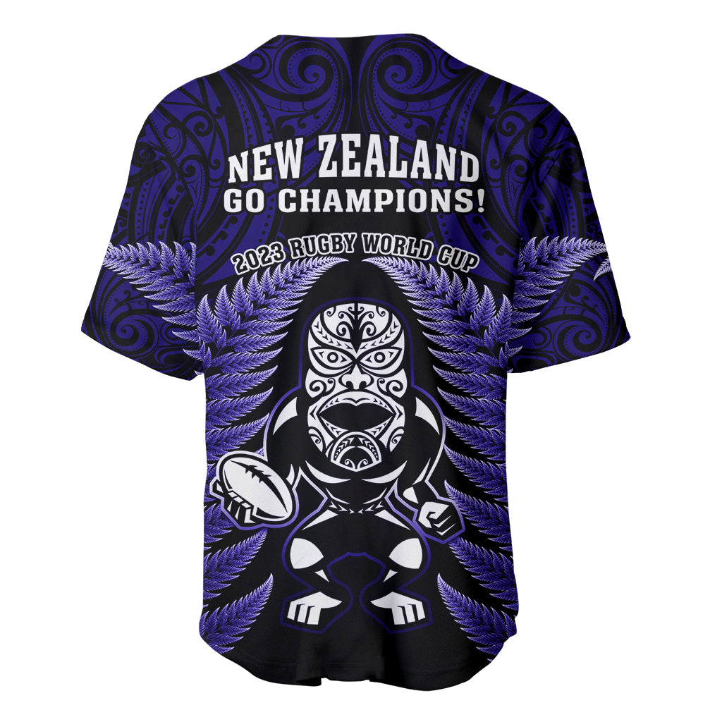 New Zealand Aotearoa Rugby Baseball Jersey NZ Tiki With Maori Fern World Cup Blue Version - Vibe Hoodie Shop