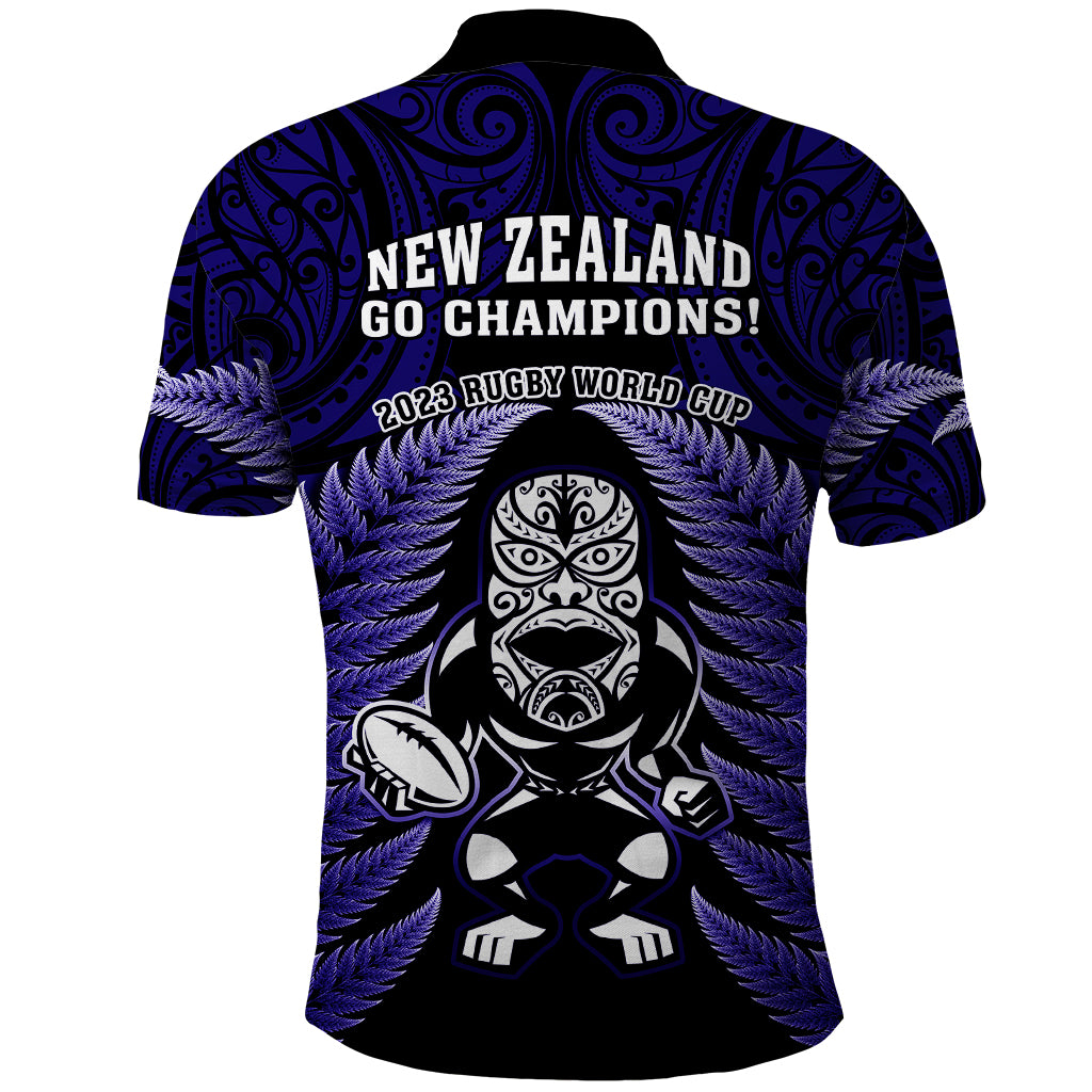 New Zealand Aotearoa Rugby Polo Shirt NZ Tiki With Maori Fern World Cup Blue Version - Vibe Hoodie Shop