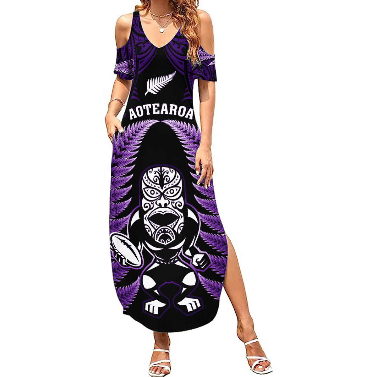 new-zealand-aotearoa-rugby-summer-maxi-dress-nz-tiki-with-maori-fern-world-cup-purple-version