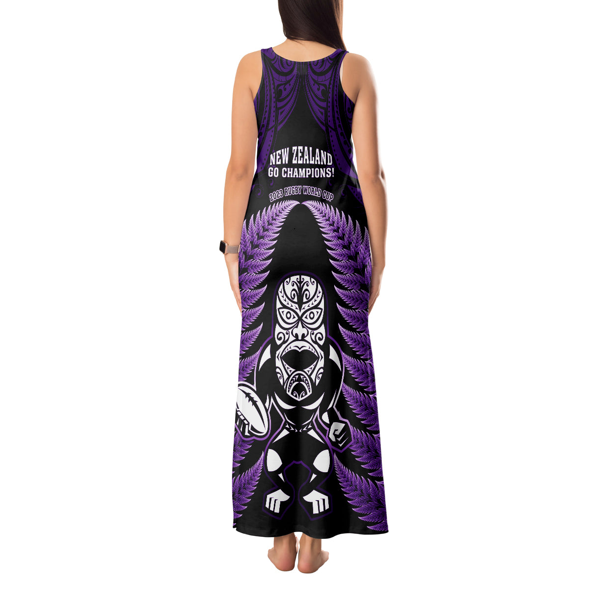 new-zealand-aotearoa-rugby-tank-maxi-dress-nz-tiki-with-maori-fern-world-cup-purple-version