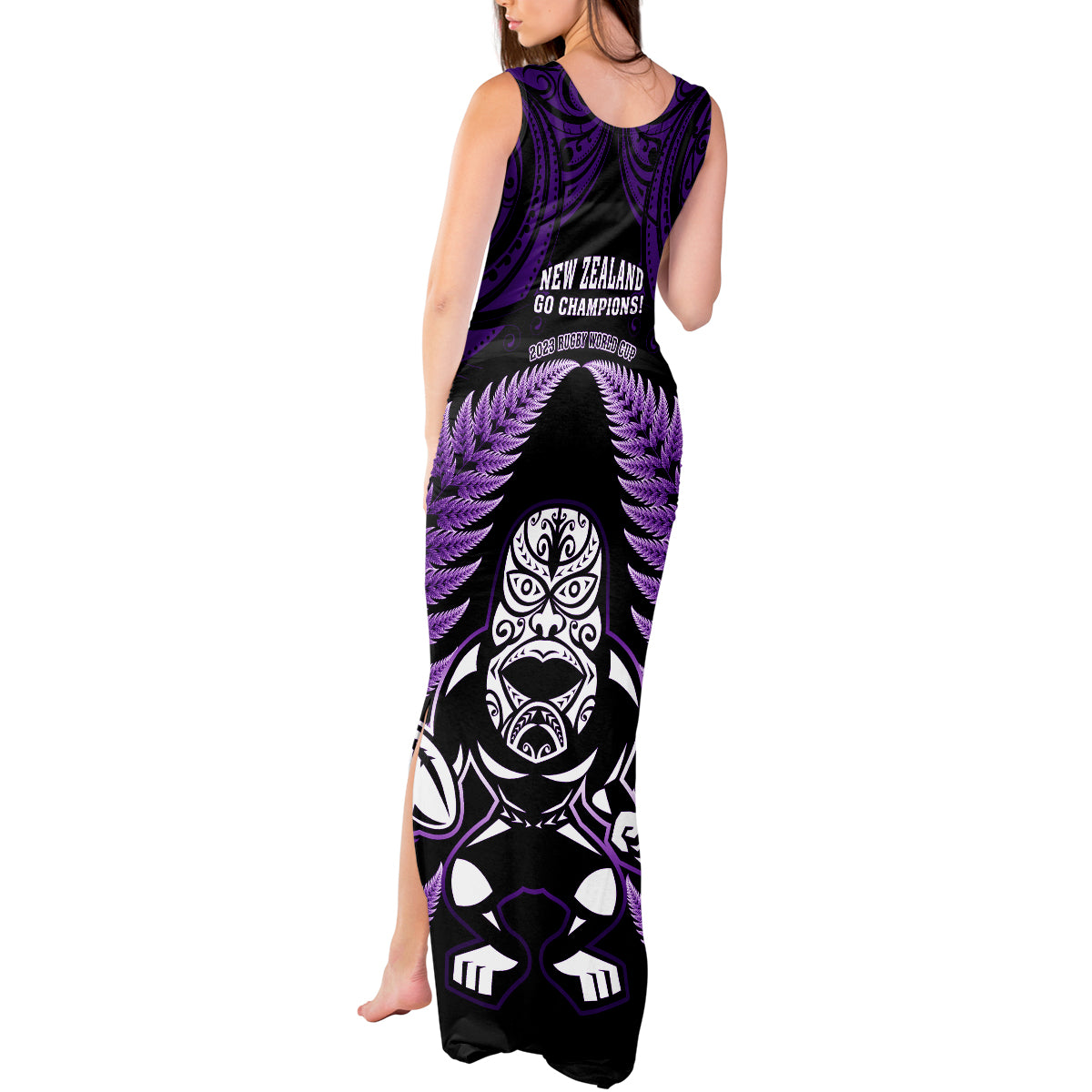 new-zealand-aotearoa-rugby-tank-maxi-dress-nz-tiki-with-maori-fern-world-cup-purple-version