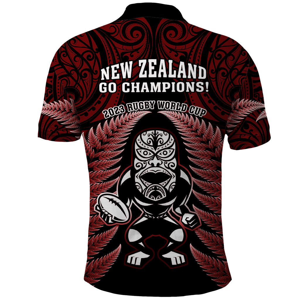 New Zealand Aotearoa Rugby Polo Shirt NZ Tiki With Maori Fern World Cup Red Version - Vibe Hoodie Shop