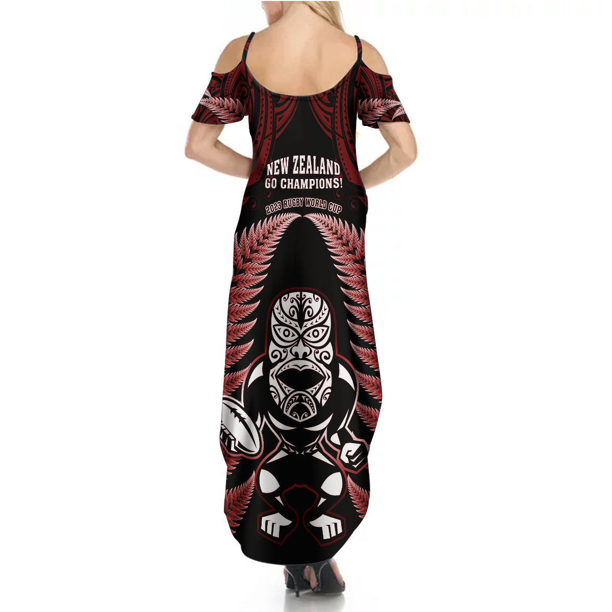 new-zealand-aotearoa-rugby-summer-maxi-dress-nz-tiki-with-maori-fern-world-cup-red-version