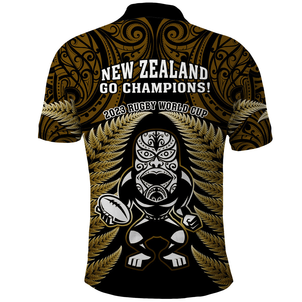 New Zealand Aotearoa Rugby Polo Shirt NZ Tiki With Maori Fern World Cup Gold Version - Vibe Hoodie Shop