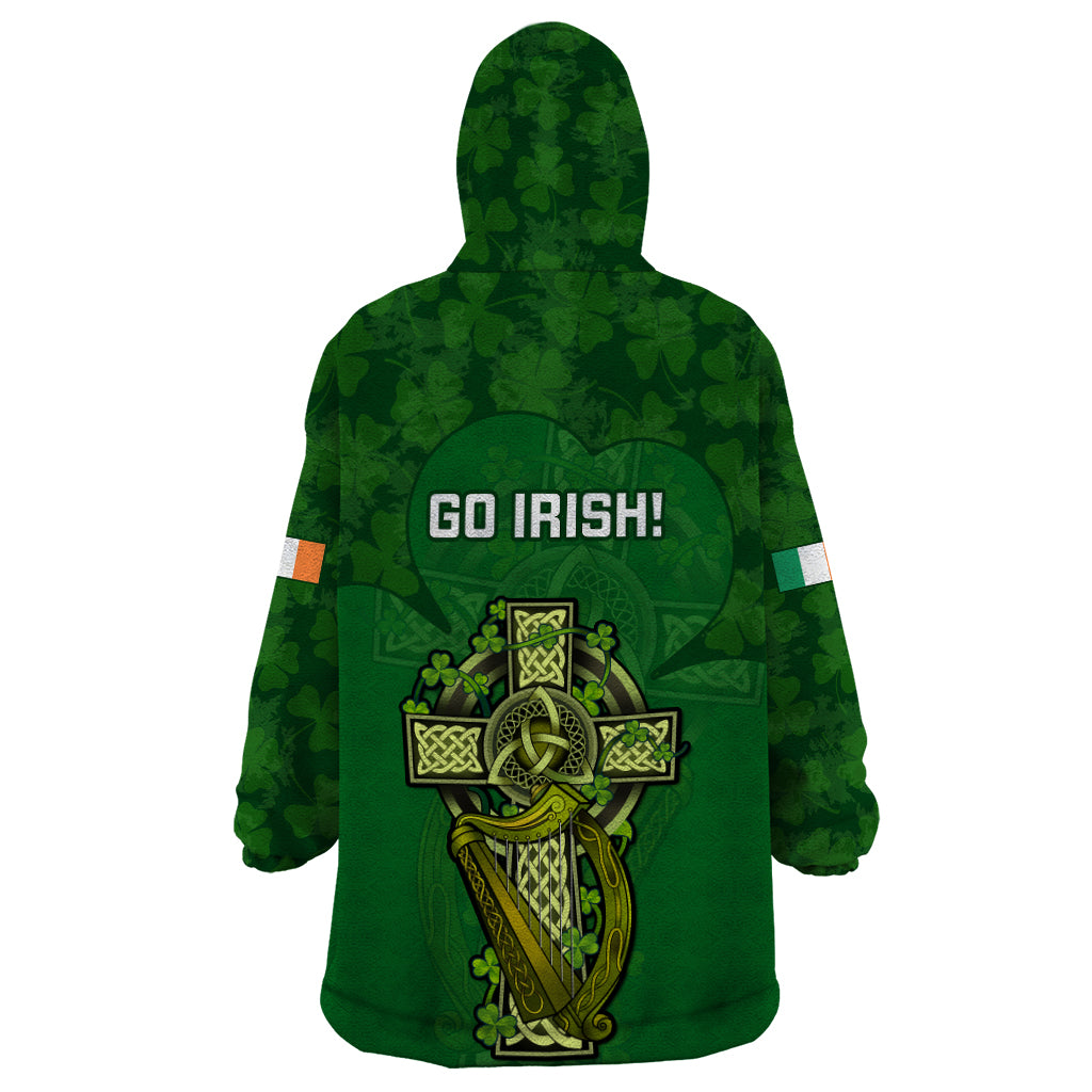 Ireland Rugby Wearable Blanket Hoodie 2023 Word Cup Celtic Cross Go Champions Irish - Vibe Hoodie Shop