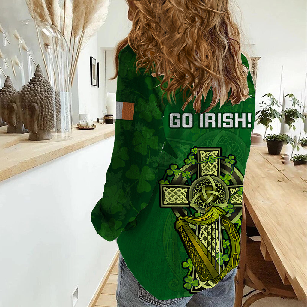 Ireland Rugby Women Casual Shirt 2023 Word Cup Celtic Cross Go Champions Irish - Vibe Hoodie Shop
