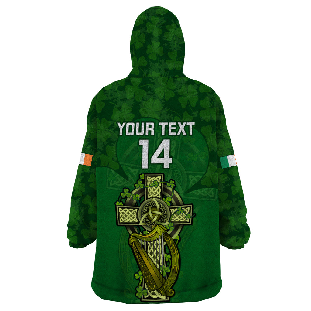 Custom Ireland Rugby Wearable Blanket Hoodie 2023 Word Cup Celtic Cross Go Champions Irish - Vibe Hoodie Shop