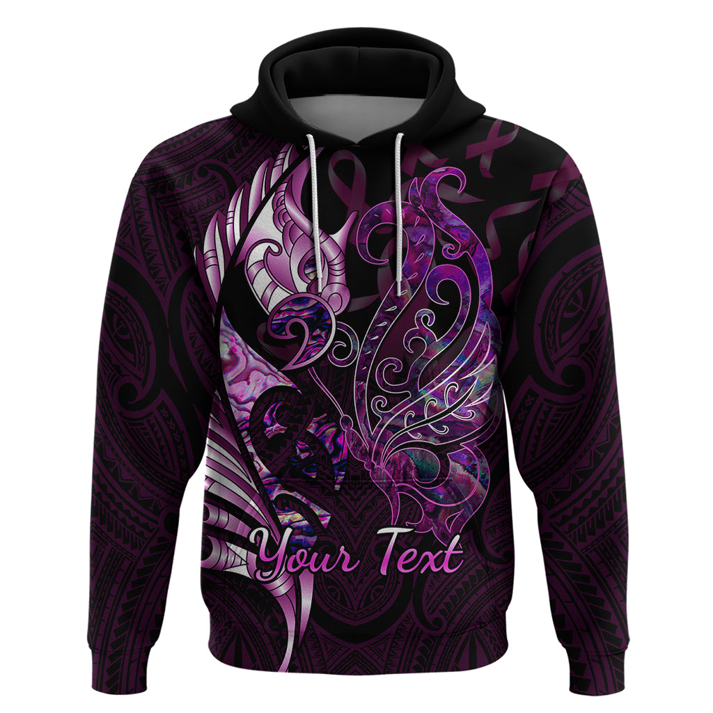 Personalised New Zealand Breast Cancer Hoodie Fight Like A Girl Pink Manaia Fern With Paua Shell - Vibe Hoodie Shop