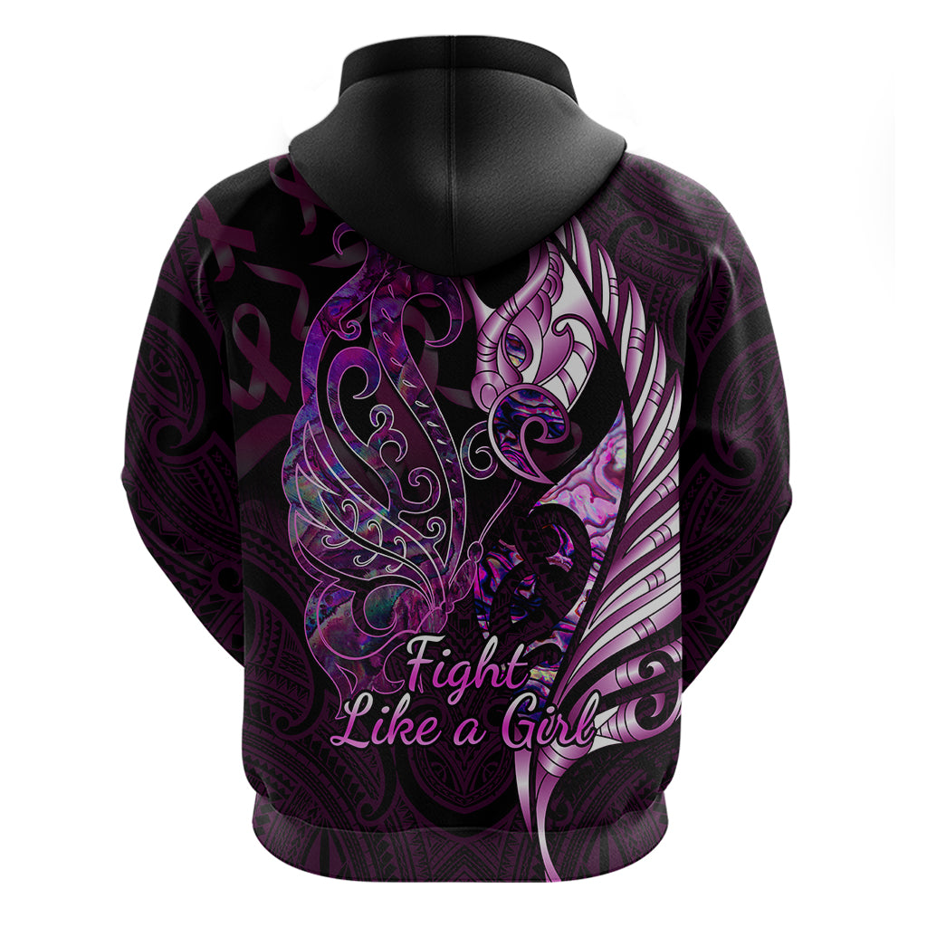 Personalised New Zealand Breast Cancer Hoodie Fight Like A Girl Pink Manaia Fern With Paua Shell - Vibe Hoodie Shop