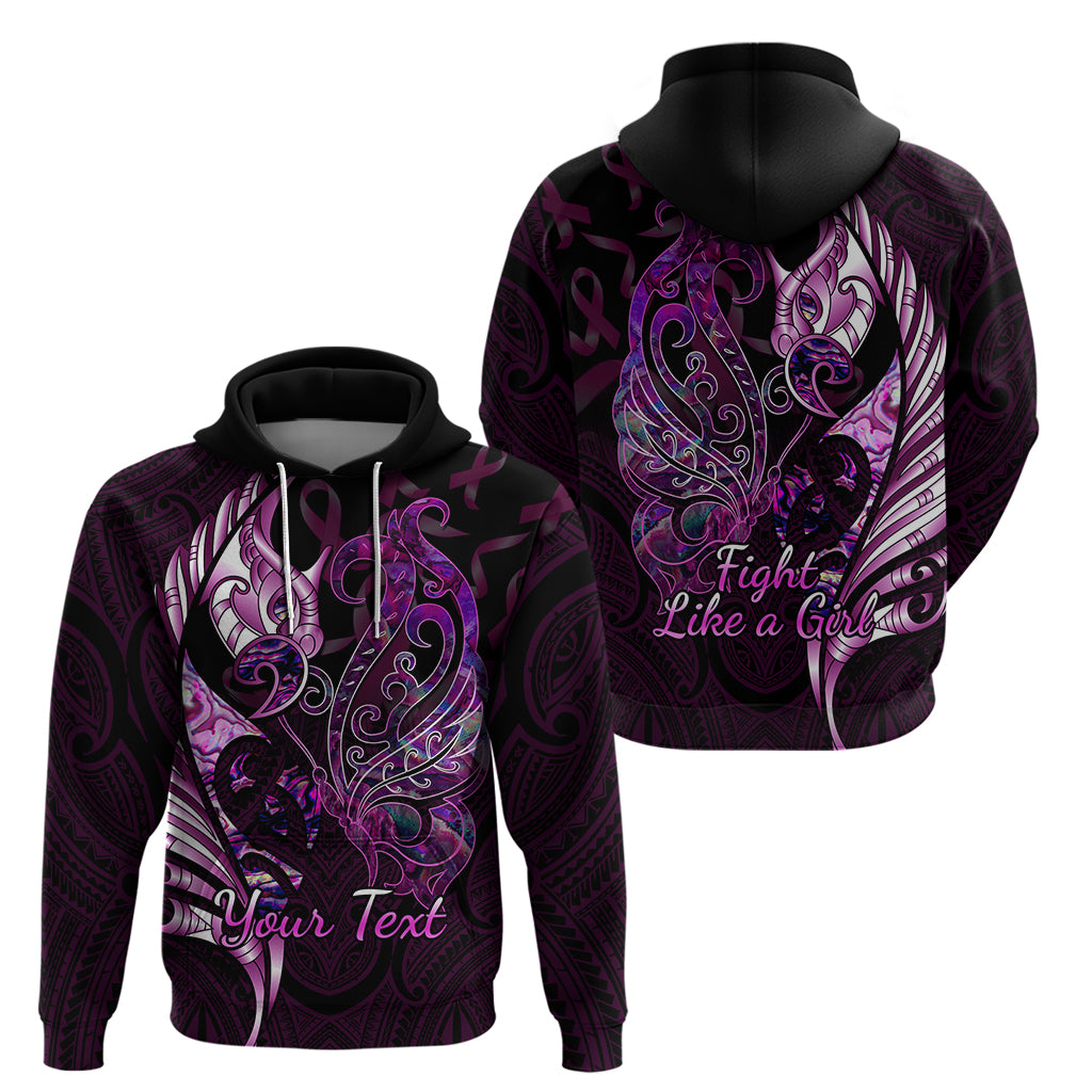 Personalised New Zealand Breast Cancer Hoodie Fight Like A Girl Pink Manaia Fern With Paua Shell - Vibe Hoodie Shop