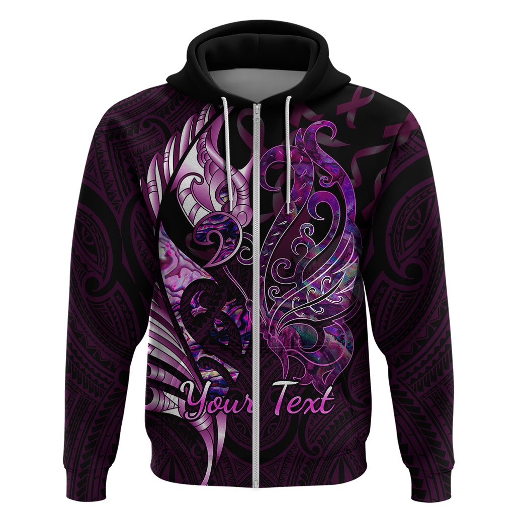 Personalised New Zealand Breast Cancer Hoodie Fight Like A Girl Pink Manaia Fern With Paua Shell - Vibe Hoodie Shop