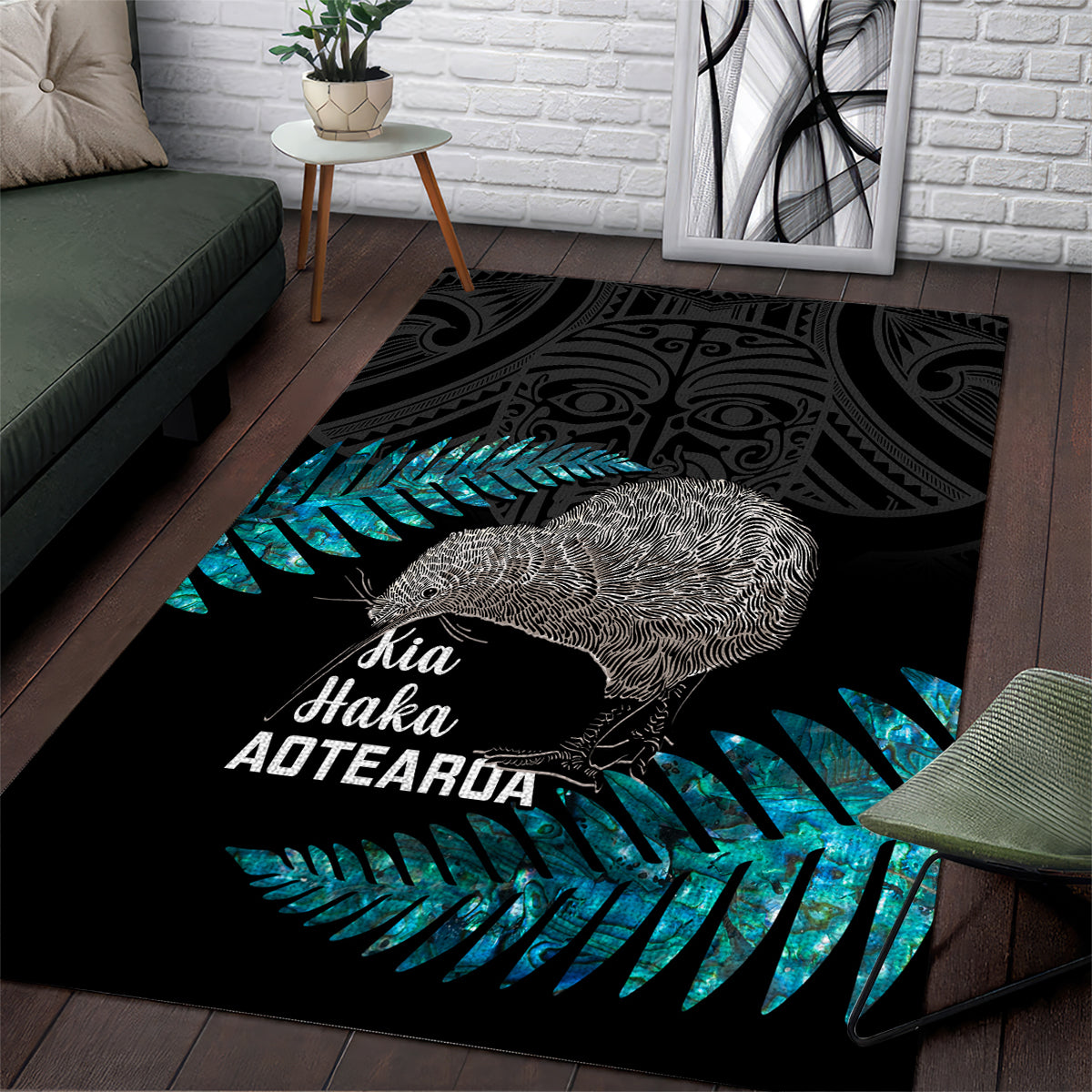 New Zealand Silver Fern Rugby Area Rug Pacific 2023 Kia Haka Kiwis With Maori Ta Moko - Vibe Hoodie Shop