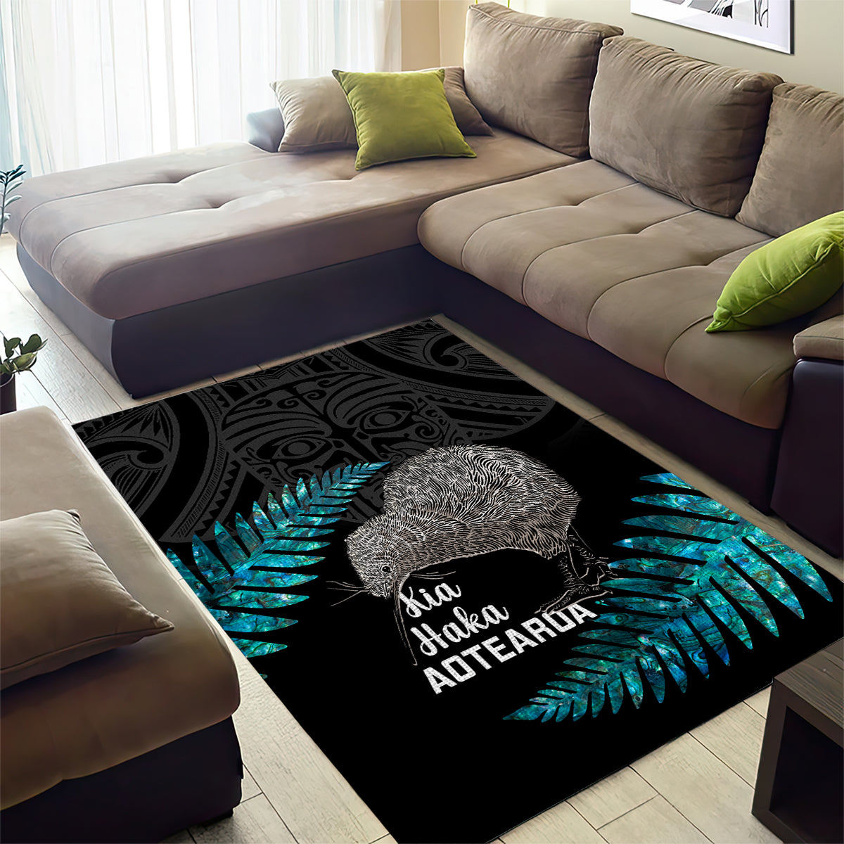 New Zealand Silver Fern Rugby Area Rug Pacific 2023 Kia Haka Kiwis With Maori Ta Moko - Vibe Hoodie Shop