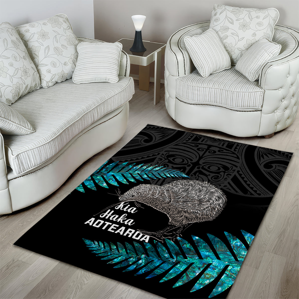 New Zealand Silver Fern Rugby Area Rug Pacific 2023 Kia Haka Kiwis With Maori Ta Moko - Vibe Hoodie Shop